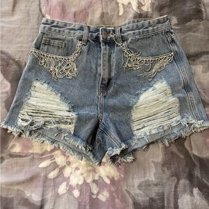 POL Distressed Jean Short